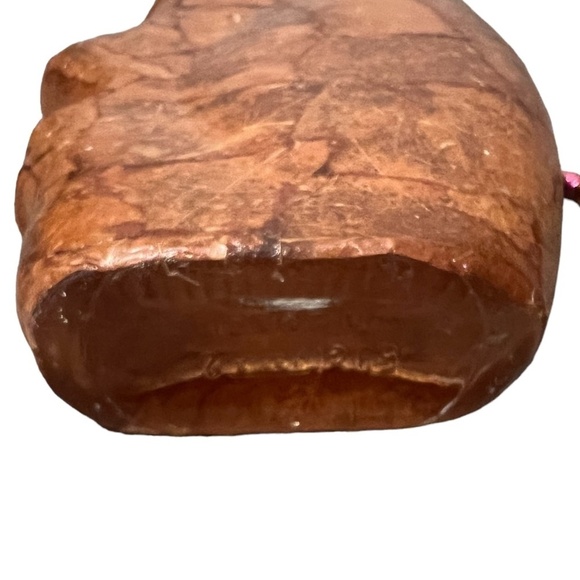 NWOT Glass bottle Face art paper mache with beads Strings, Brown - Picture 6 of 9